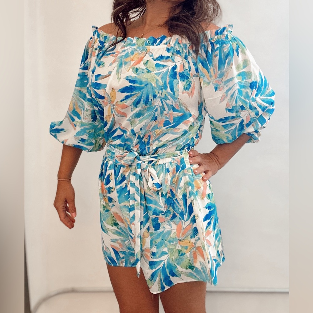 New printed off shoulder romper